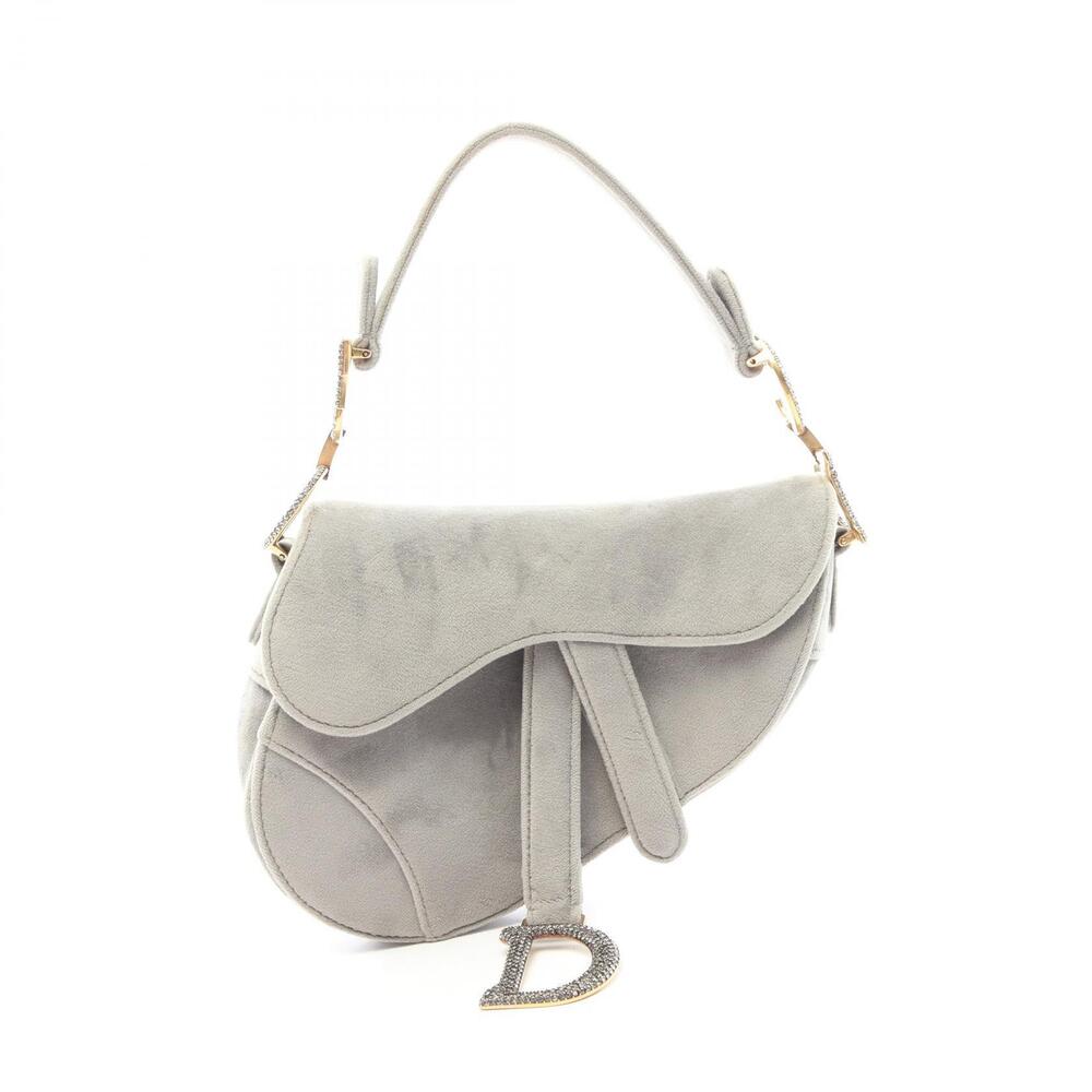 Christian Dior Saddle Handbag Leather Gray
